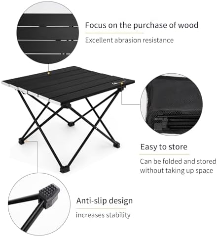 MOON LENCE Folding Beach Table, Small Folding Table, Outdoor Ultralight Aluminum Camping Table, Portable Compact Backpacking Table, Travel Table for Beach, Picnics, Cooking, Hiking