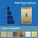 LIDER Toggle Light Switch Metal Wall Plate, Stainless Steel Switch Cover, Corrosion Resistant, Mid-Size 1-Gang 4.88" x 3.11", 201 Stainless Steel, LMWP-11M-BB, Brushed Brass