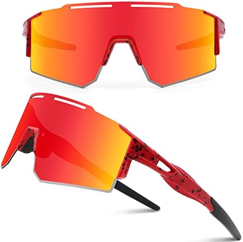 Ukoly Cycling Sunglasses for Men Women with 3 Interchangeable Lenses, Polarized Sports Sunglasses, Baseball Sunglasses