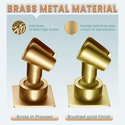 Shower Head Holder Handheld Shower Wand Holder Adjustable Shower Head Bracket Shower Wall Mount Holder, Brushed Brass/Gold Finish, Drill Free Glue Installation