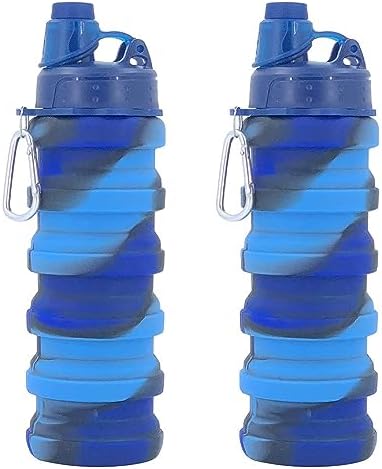 Collapsible Water Bottles Travel water bottle Sports Portable Sport Water Bottle Reusable Water Bottles comes with mountaineering Buckle 500ml silicone Water-proof camping water bottle