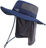 BASSDASH UPF 50+ Sun Fishing Hat Water Resistant with Detachable Neck Flap