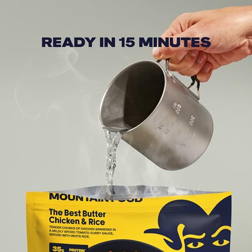 BIGHORN Mountain Food The Best Butter Chicken and Rice - premium freeze dried meals for backpacking food - dehydrated camping food for backpacking meals - ideal camping meals just add water - great taste - 2 servings