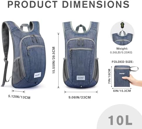 G4Free 10L/15L Hiking Backpack Lightweight Packable Hiking Daypack Small Travel Outdoor Foldable Shoulder Bag