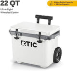 RTIC 22 QT Ultra-Light Wheeled Cooler with Handle, Hard Insulated Portable Ice Chest Box for Beach, Drink, Beverage, Camping, Picnic, Fishing, Boat, Barbecue
