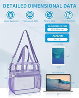 Paxiland Clear Bag for Stadium Events 12x6x12, Clear Tote Bag with Reinforced Strap, Transparent Bag for Sports Concert