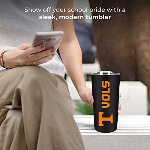 Campus Colors NCAA Stainless Steel Tumbler perfect for Gameday - 18 oz - Double Walled - Keeps Drinks Perfectly Insulated (Tennessee Volunteers - Black)