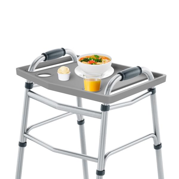 Walker Tray Table with 2 Cup Holders - Home Mobility Accessories by Bluestone (Gray)