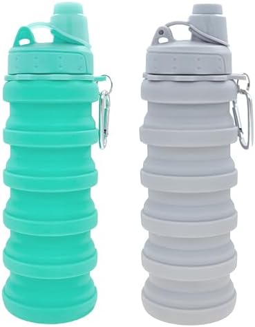 Collapsible Water Bottles Travel water bottle Sports Portable Sport Water Bottle Reusable Water Bottles comes with mountaineering Buckle 500ml silicone Water-proof camping water bottle