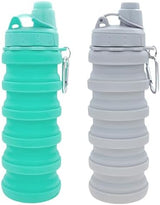 Collapsible Water Bottles Travel water bottle Sports Portable Sport Water Bottle Reusable Water Bottles comes with mountaineering Buckle 500ml silicone Water-proof camping water bottle