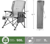 TIMBER RIDGE Oversized Folding Camping Chair with Lumbar Support Adjustable High Back Heavy Duty for Adults Aluminum Support up to 500lbs with Cup Holder, Cooler Bag, Side Pocket - 2Pack
