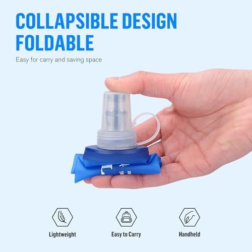 UTOBEST Soft Flask, 2 Pack Soft Flask Running Bottles 500ml,TPU Foldable Running Flask, Portable Collapsible Flask Handheld for Travel Traveling Hiking Cycling City Walk