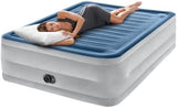 Intex: Dura-Beam Deluxe Comfort-Plush Air Mattress - 22" Queen Blue - Built-in Electric Pump, Durable Fiber-Tech, Carry Bag Included, 600lb Capacity