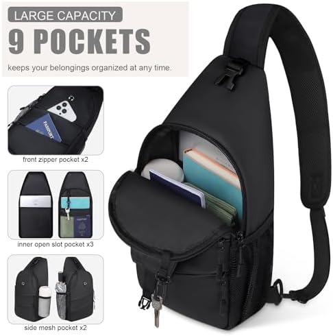 Crossbody Bags for Women Men Trendy Sling Bag Bakpack Casual Chest Bag with Convertible Shoulder Strap