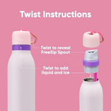 FreeSip Twist Insulated Stainless Steel Water Bottle with Straw for Sports and Travel, BPA-Free, 24-oz, Pink/Purple (Dreamy Field)