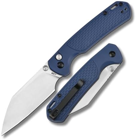 CJRB Pyrite-Light Pocket Knife, Folding Knife with 3.34'' AR-RPM9 Steel Blade EDC Knife with Pocket Clip, Pocket Knife for Men Women Sharp Camping Hiking Survival J1945 Blue Stonewash