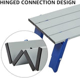PORTAL Folding Mini Small Beach Table, Portable Aluminum Beach Table with Retractable Legs and Carry Bag for Outdoor Picnic/Cooking/Camp/Travel/Beach,15" L x 8" W x 6" H, Silver/Blue