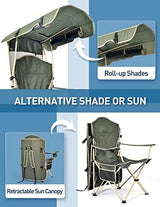 Beach Chair with Canopy Shade, Folding Camping Chair with Canopy with Cup Holder, Side Pocket for Camp, Beach, Tailgates, Fishing - Support 330 LBS