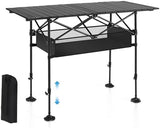 ALPHA CAMP Folding Camping Table, Portable Roll-up Outdoor Table with Adjustable Height, Large Storage Bag and Carrying Bag, Tall Aluminum Table for Indoor & Outdoor Picnic BBQ Backyards Beach