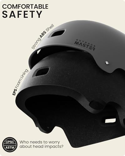 OutdoorMaster Skateboard Cycling Helmet - Two Removable Liners Ventilation Multi-Sport Scooter Roller Skate Inline Skating Rollerblading for Kids, Youth & Adults