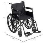 Drive Medical SSP118FA-SF Silver Sport 1 Folding Transport Wheelchair with Full Arms and Removable Swing-Away Footrest, Black