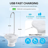 Water Dispenser for 5 Gallon Bottle - Drinking Water Dispenser, Automatic Water Jug Dispenser, Electric 2-5 Gallon Water Pump with USB Rechargeable and 2 Switch Control for Home, Office, Camping