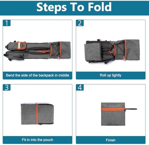 Esup 15L Small Hiking Backpack Foldable Lightweight Travel Day Pack Packable Camping Backpack for Women Men (Gray)