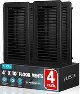 VOISEN Floor Register 4x10, 4 Pack Black Floor Register Vents,Heavy Duty Steel Walkable Floor Vents,Vent Covers for Home Floor