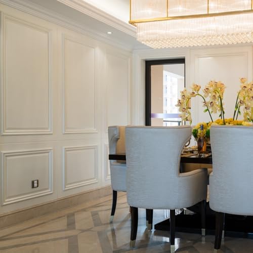 Pangda 3 Set Peel and Stick Wall Molding Kit, Premade Accent Molding Wainscoting Panel for Interior Wall Moulding Decor, Ready to Assemble Wainscoting Accent Panel (54 x 24 in)