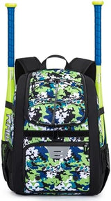 Youth Baseball Bag, Softball Bag for Girls & Boys, Kids Tball Backpack with Shoes Compartment