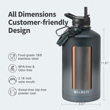 One Gallon Water Bottle Insulated with DIY Stickers, Triple Wall Vacuum Cold for 48 Hrs Leak-proof Non-BPA, 128oz Large Sports Stainless Steel Water Jug with Paracord Handle Straw Spout Lids