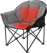 REALEAD Oversized Heated Camping Chair | Fully Thick Padded | Heated Chairs for Outdoor Sports with Back and Seat Heating | Heated Folding Chair for Adults | Support 400lbs | Battery NOT Included