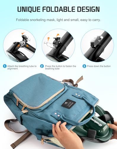 Greatever Full Face Snorkel Mask, Snorkeling Gear for Adults with Latest Dry Top Breathing System and Detachable Camera Mount, Foldable Snorkel Mask Adult, Snorkels Anti-Fog & Anti-Leak