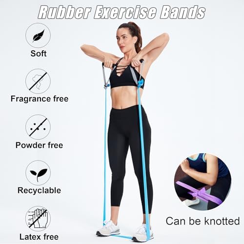 Resistance Bands for Working Out, Physical Therapy Bands, Latex Free Elastic and Exercise Bands Set for Stretching, Suitable for Rehab, Yoga, Pilates, Gym, Home Exercise