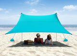 Beach Tent, Camping Sun Shelter 10 x 10ft, with 4 Sandbags, UPF50+, Includes Sand Shovel, Ground Pegs & Stability Poles, Pop Up Beach Canopy Sunshade for Fishing, Backyard Fun or Picnics (Cyan)