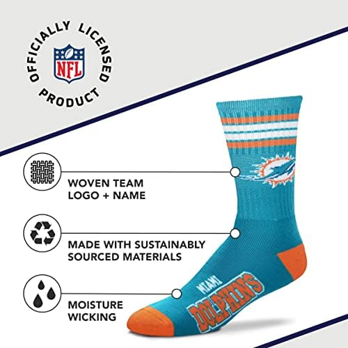 For Bare Feet Youth NFL 4-Stripe Deuce Quarter-Length Socks