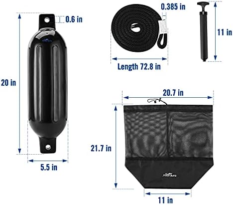 Affordura Boat Fender 4 Pack Boat Bumpers Fenders with 4 Ropes, Boat Bumpers for Pontoon Boat Fenders Inflatable