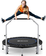 BCAN 40/48" Foldable Mini Trampoline Max Load 330lbs/440lbs, Fitness Rebounder with Adjustable Foam Handle, Exercise Trampoline for Adults Indoor/Garden Workout
