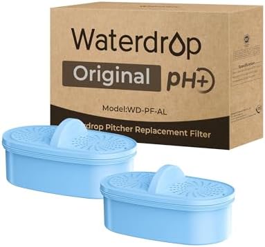 [Original] Waterdrop Alkaline Water Filter Replacement for All Waterdrop Pitcher and Dispenser Filtration System, Increase PH, Improved Coffee Taste, Last Up to 2 Months or 100 Gallons (Pack of 2)