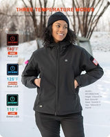 DEWBU Heated Jacket for Women with 12V Battery Pack Winter Outdoor Soft Shell Electric Heating Coat