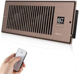 Quiet Register Booster Fan Fits 4" x 12" Register Holes, 10-Speed Smart Heating Cooling AC Vent Fan with Remote Control and Thermostat Control - Bronze