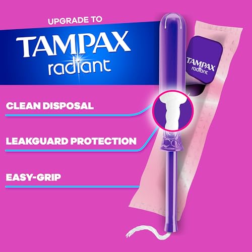 Tampax Pearl Tampons Regular Absorbency, with Leakguard Braid, Unscented, 50 Count x 2 Packs (100 Count Total)