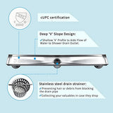 Neodrain 24-Inch Linear Shower Drain with Tile Insert Grate,Brushed 304 Stainless Steel Rectangle Shower Floor Drain, Linear Drain with Leveling Feet, Hair Strainer