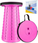 Boreeman Upgraded Folding Stool Lightweight Yet More Sturdy with Load Capacity 400lbs Portable Collapsible Stool for Camping Fishing Hiking BBQ (Pink)
