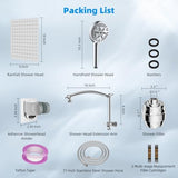 Hibbent All Metal 10'' Dual Filtered Rainfall Shower Head Combo, High Pressure Handheld Shower Head with 16'' Adjustable Arc Extension Arm, 20 Stage Shower Filter, 10-spray, 71'' Shower Hose, Chrome