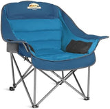 Oversized XL Padded Camping Chair Wide Heavy Duty Lawn Chairs Support 450 LBS Portable Folding Gaint Plus Camp Chair with Side Pocket Cup Holder for Outdoor Outside Sports Baseball Soccer-Blue