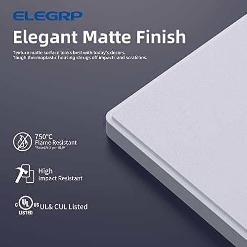 ELEGRP 1-Gang Screwless Decorative Wall Plates, Mid-Size Unbreakable Thermoplastic Faceplate Cover for Decorator Receptacle Outlet Switch, UL Listed (20 Pack, Matte White)