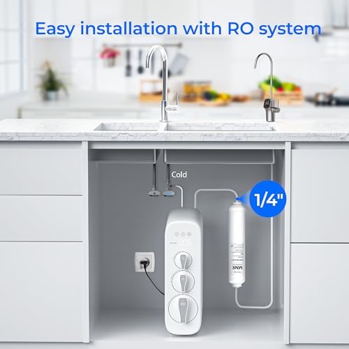Waterdrop Remineralization Under Sink Water Filtration, 1/4” Quick Connect Post Filter for RO Reverse Osmosis Filter System, Restore Essential Minerals