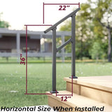 CHR Fence & Rail Hand Rails for Outdoor Steps, 2 Step Handrail & Indoor Stair Railing Kit, Railings for Outdoor Steps and Hand Rails for Seniors for Porch Railing & Deck Hand Rail, 1-2 Step Railing
