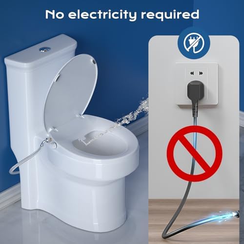 Round Bidet Toilet Seat with Quiet-Close, Non-Electric Bidet Toilet Seat with Self Cleaning Dual Nozzles, Fit Round Toilet Seat, White Bidet Seat with Brass inlet (Round)